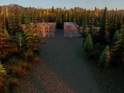 Military Base in the middle of the Jungle Low-poly 3D model