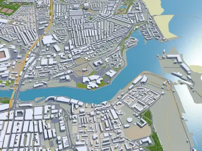Sunderland England 30km Low-poly 3D model