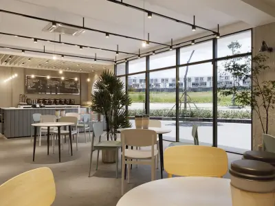 coffee shop Low-poly 3D model