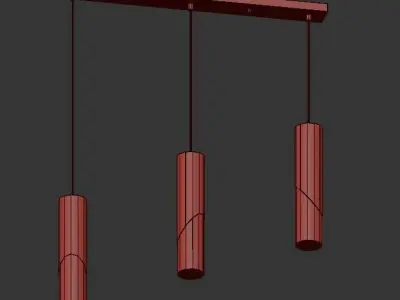 Sonto three pendant lights with gold finish and clear glass c... 3D model