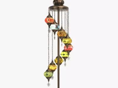 Handmade 9 Head Glass Floor Lamp 3D model