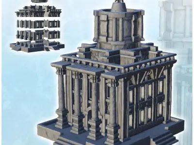 Large Soviet building on platform with columns and star 1 3D print model
