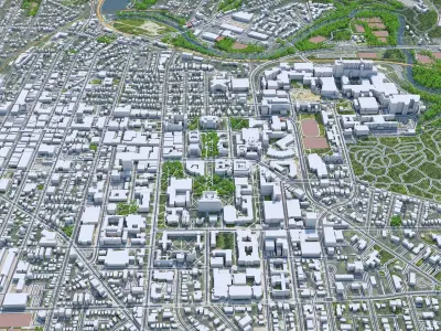 Ann Arbor Downtown Michigan USA Low-poly 3D model