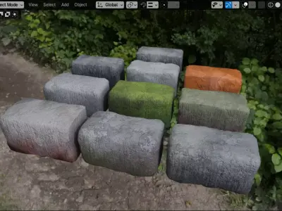 Props Concrete Block PBR - Kit 002 Low-poly 3D model