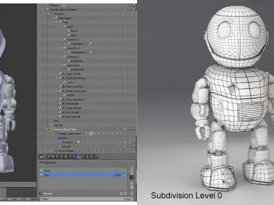 Friendly little robot rigged 3D model