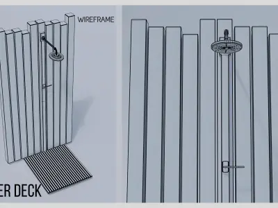 Outdoor shower for scene composition 3D model