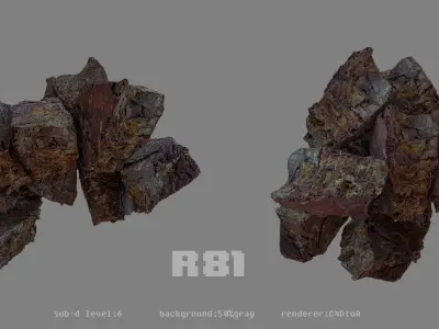 tripple red rock set Low-poly 3D model
