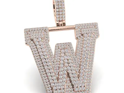 Alphabet Latter W Diamond Pendent 3D print model