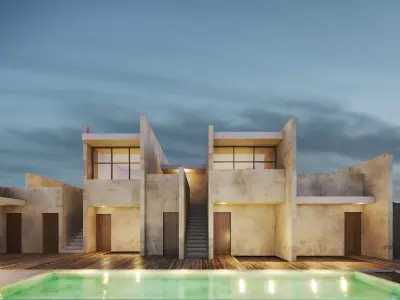 HOTEL modern villa in middle east 3D model