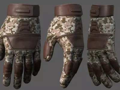 Gloves protection camouflage scifi fantasy military  Low-poly 3D model