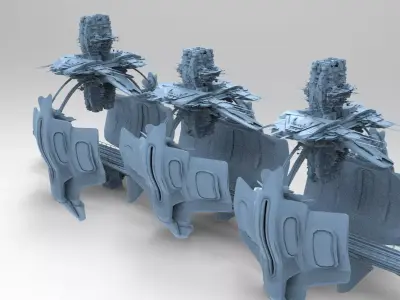 Sci fi Ship rail base 3 3D model