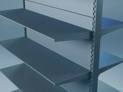 Retail Gondola Shelf for Supermarkets Low-poly 3D model