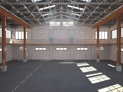 Warehouse interior and exterior 3D model by zyedzyed