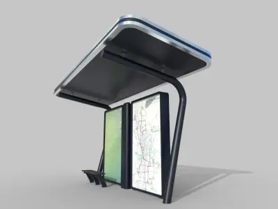 Bus Shelter 06 Low-poly 3D model