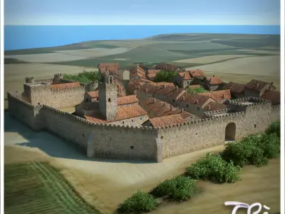 WALLED MEDIEVAL TOWN 3D model