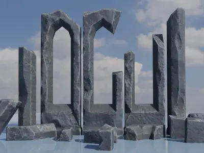 Ancient stone ruins Low-poly 3D model