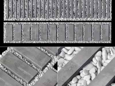 Paving road plate stone pebble n1 3D model