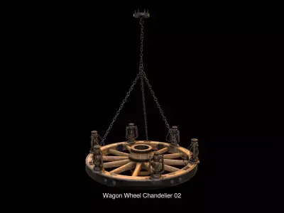 Wagon Wheel Chandelier  3D Model Pack