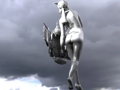 Atlantis Female shield sculpture 3 3D model