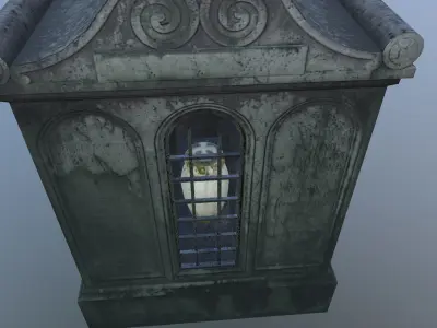 Mausoleum with a pot Low-poly 3D model