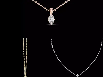 Oval Solitaire Diamond Pendant Necklace CAD Model STL 3DM 3D print model