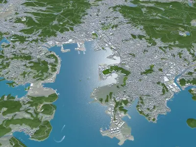Sasebo Nagasaki Japan 30km AI Low-poly 3D model