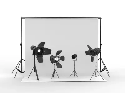 Studio Backdrop And Lights Kit Collection  3D model
