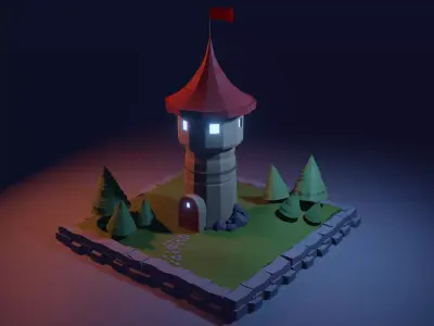 Fantasy tower low-poly model  Free low-poly 3D model