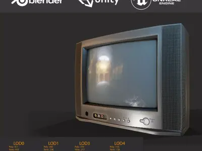 90s Retro Television game Ready Model Low-poly 3D model