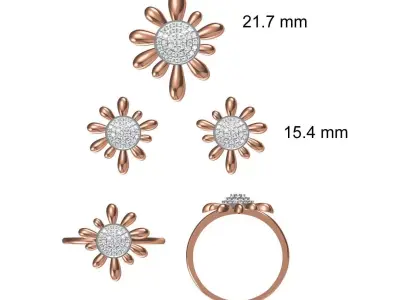 Light wt Ring Earrings Pendant set stl jcd 1-render details 3D print model
