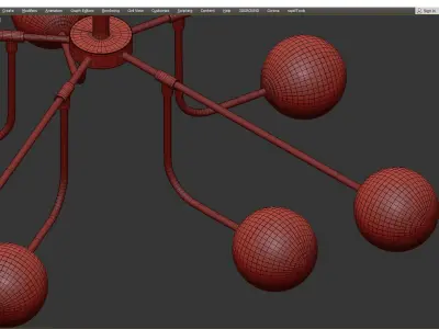 AGIRA modern chandelier with brass and glass balls Low-poly 3D model