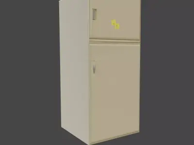 Creme white 90s Refrigerator Low-poly 3D model