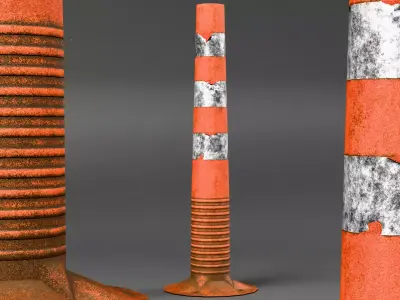 Traffic GameReady Bollards with 2 Materials Low-poly 3D model