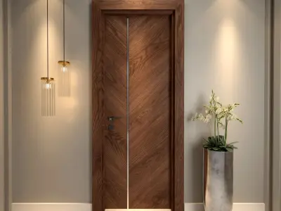 group of 7 wooden doors 3D model