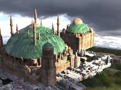 Sci Fi Dome City Structure Naboo style different 3D model