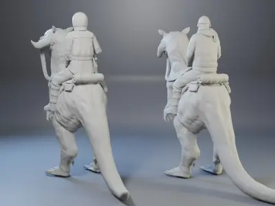 Han Solo and Luke Skywalker on Tauntaun 3D print model