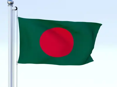 Animated Bangladesh Flag Low-poly 3D model
