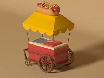 Hot Dog Cart  Low-poly 3D model