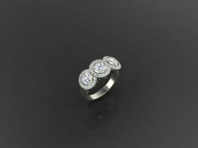 Elegant Women Ring with Leaf Motif and Curved Line Design 3D print model