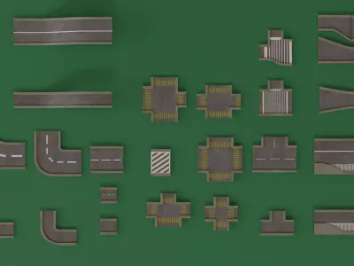 road pack 1 Low-poly 3D model