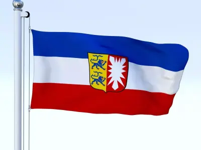Animated Schleswig-Holstein German State Flag Low-poly 3D model