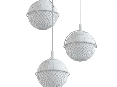 Bongo three gold and glass ball pendant lights 3D model