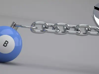 B Snooker Ball with Keychain 3D model