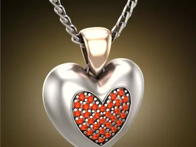 Heart in Heart Pendant 3D print model