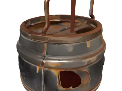 Rusty Damaged Industrial Metal Barrel Low-poly 3D model