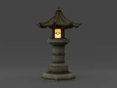 Asian Fantasy Garden Lamp  Low-poly 3D model