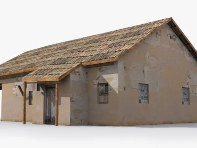 Slum v old building with tile roof Low-poly 3D model