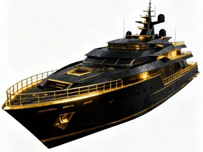 Midnight Monarch Luxury Stealth Yacht 3D Model Low-poly 3D model