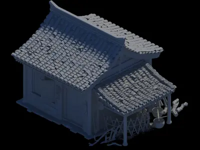Ancient and Old Buildings in Asia 3D model