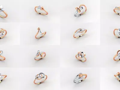 253 Plain Gold Light weight minimalist Rings 3dm stl renders 3D Model Pack